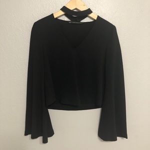 Zara Trafaluc Collection bell sleeve choker top
